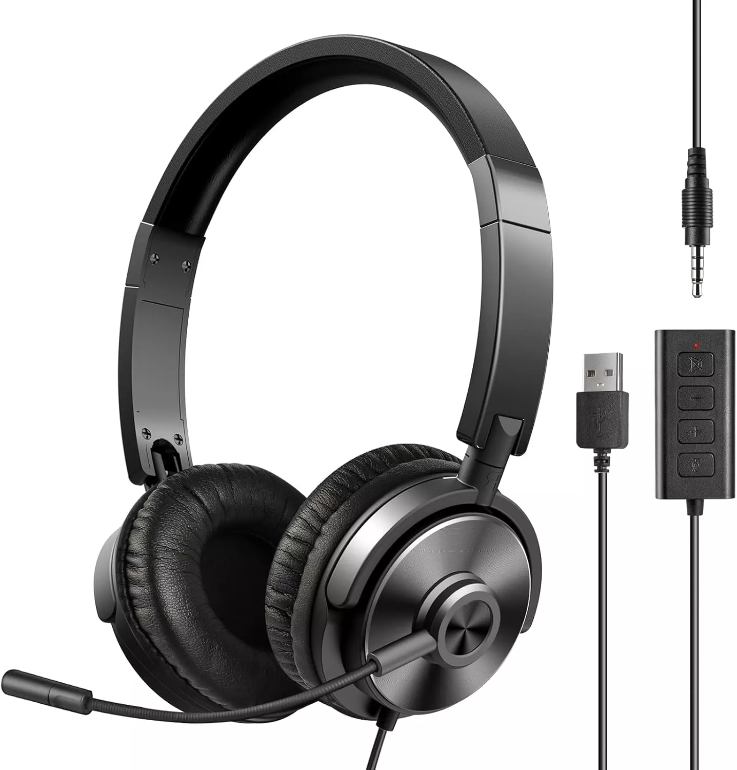 USBオフィスヘッドセット（マイク付き）– コールセンター・オフィス向けプロフェッショナルビジネス電話用ヘッドホン 1821M